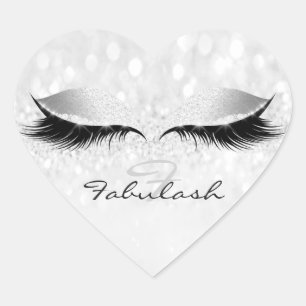 Adesivo Coração Girly Monographic Name Glitter Lashes Heart Cinzas