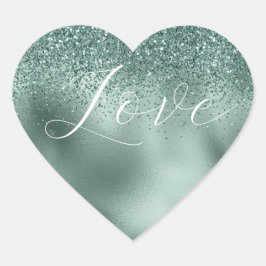 Adesivo Coração Glam Aqua Pine Green Love