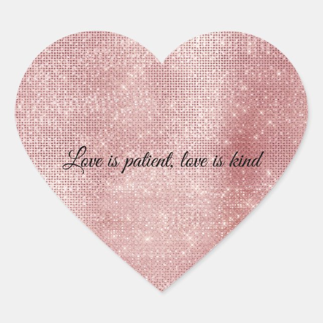 Adesivo Coração Glam Blush Glitzy Sparkle Rosa (Frente)