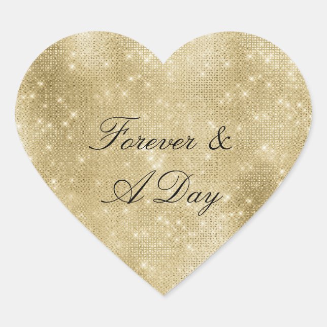 Adesivo Coração Glam Champagne Dourado Diamantes Glitzy (Frente)