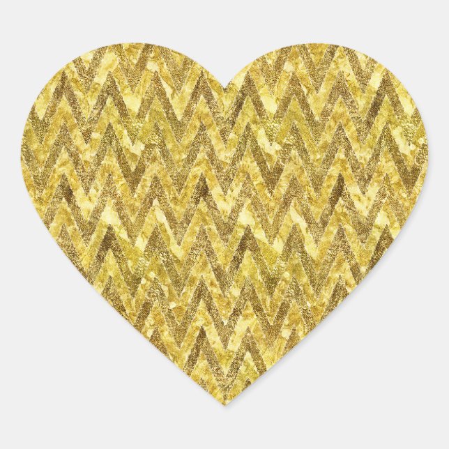 Adesivo Coração Glam Chevron Dourado (Frente)