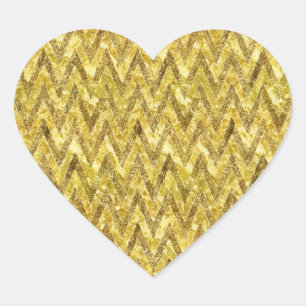 Adesivo Coração Glam Chevron Dourado