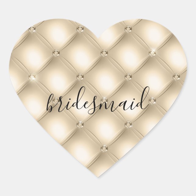 Adesivo Coração Glam Creme Champanhe Diamante (Frente)