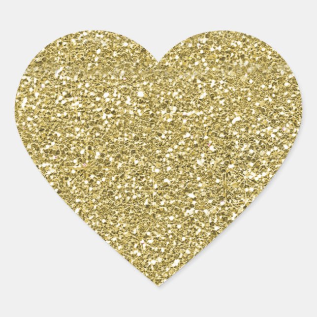Adesivo Coração Glam Faux Dourado Glitter (Frente)