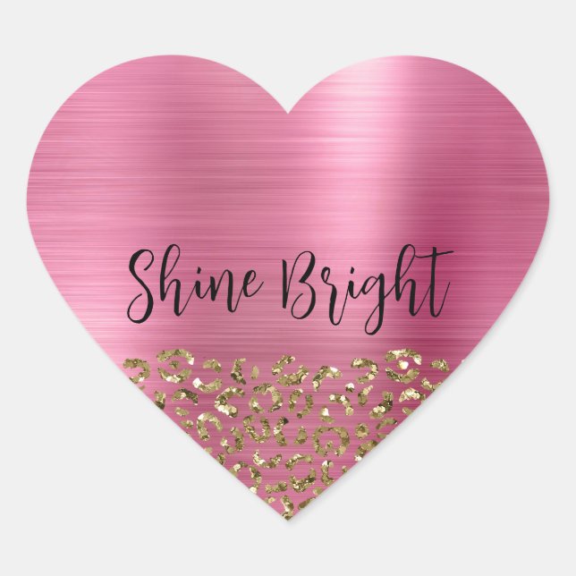 Adesivo Coração Glam Girly Dourado Leopard (Frente)