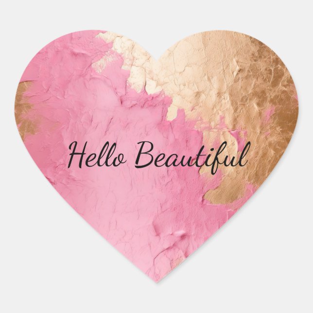 Adesivo Coração Glam rosa e Dourado (Frente)