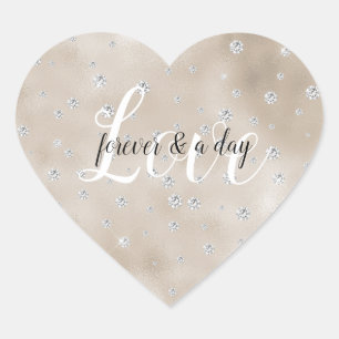 Adesivo Coração Glam Sparkle diamante champagne blush glitz