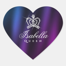 Adesivo Coração Glamor Brilhante Coroa Azul Roxo