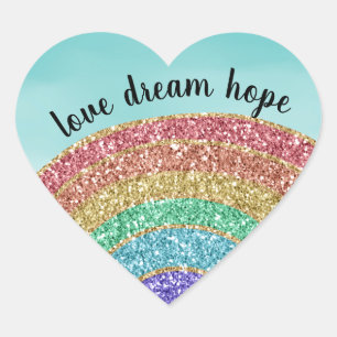 Adesivo Coração Glitter Arco-Íris Aqua Aqua