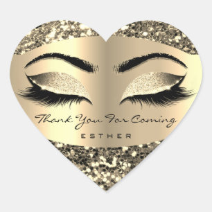 Adesivo Coração Glitter Dourado Obrigado Por Ter Vindo O Nome Hear
