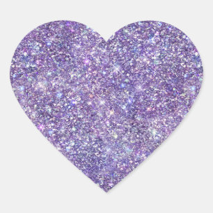Adesivo Coração Glitter Purple Confetti Sparkle