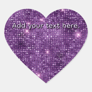 Adesivo Coração Glitter Roxo Adicione Seu Próprio Vinheta Cardíaca