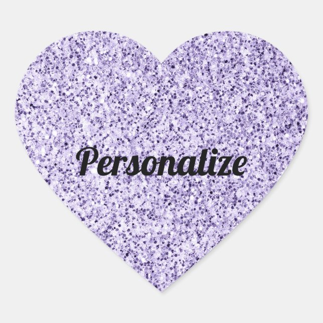 Adesivo Coração Glitter roxo leve ultravioleta brilha personalizad (Frente)