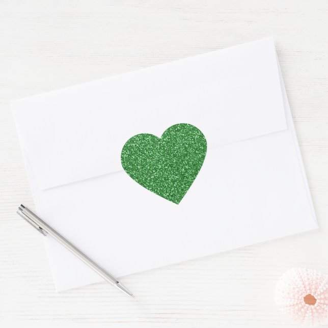 Adesivo Coração Glitter Verde (Envelope)
