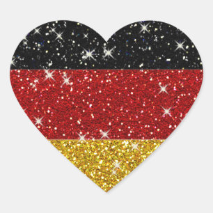 Adesivo Coração Glitters Germany Flag com Sparkles