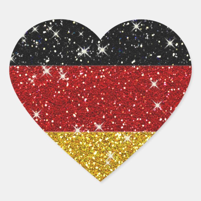 Adesivo Coração Glitters Germany Flag com Sparkles (Frente)