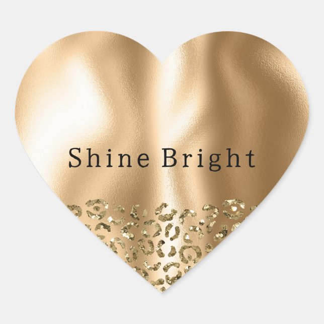 Adesivo Coração Glitzy Animal Glam Dourado (Frente)