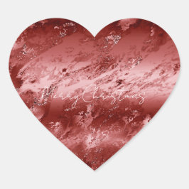 Adesivo Coração Glitzy Red Ombre Marble