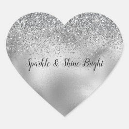 Adesivo Coração Glitzy Silver Glam Sparkle