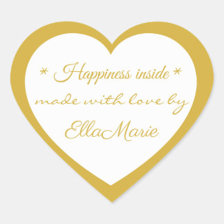 Adesivo Coração Golden Made with love by X, Custom Elegant  