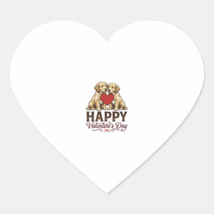 Adesivo Coração Golden Retriever Feliz Dia dos Namorados