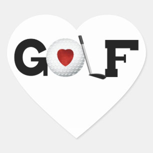 Adesivo Coração Golfe com camiseta e presentes da bola de golfe