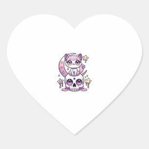 Adesivo Coração Gótico Gótico do Gato Kawaii Gótico do Gato Gótico
