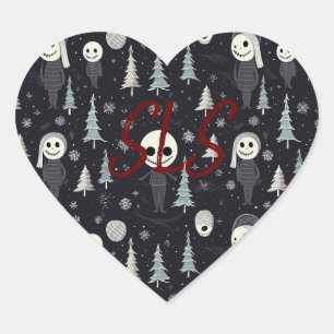 Adesivo Coração Gótico Natal inicial