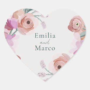 Adesivo Coração Gouache Blossoms Sticker