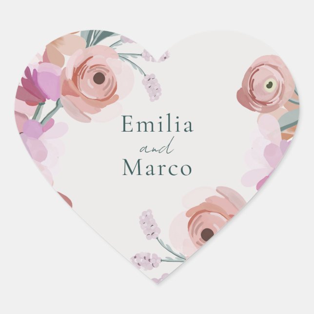 Adesivo Coração Gouache Blossoms Sticker (Frente)