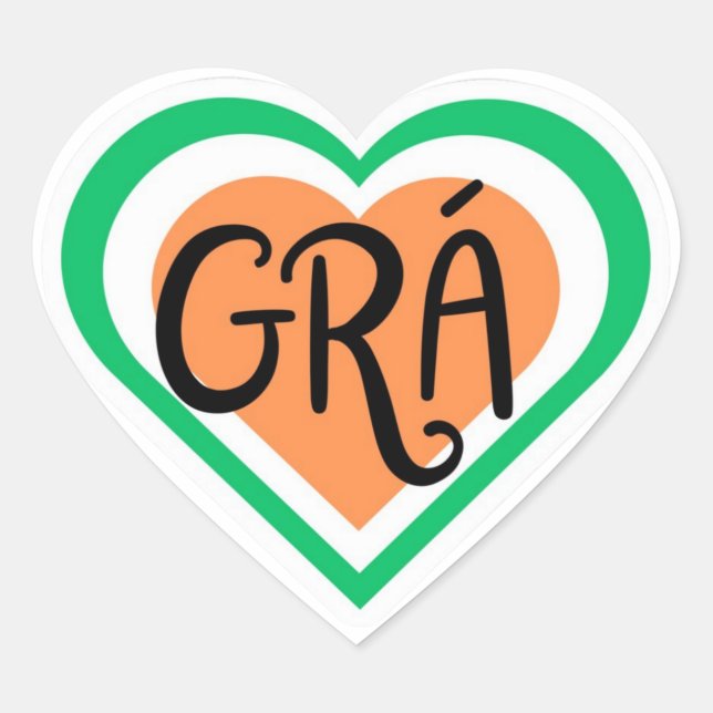 Adesivo Coração Grá - design Amor Irlandês - Língua Irlandesa (Frente)