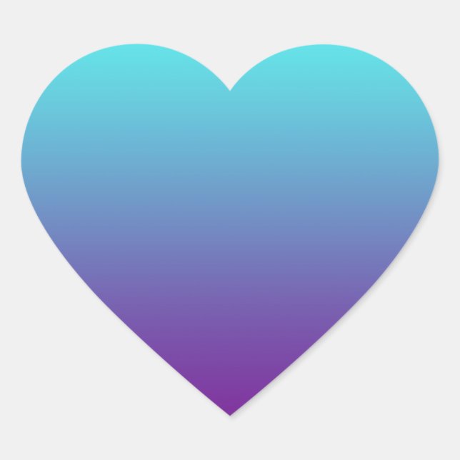 Adesivo Coração Gradiente de Fundo Simples Turquesa Azul Roxo (Frente)