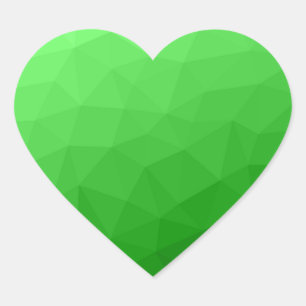 Adesivo Coração Gradiente verde claro padrão geométrico de malha b