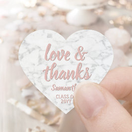 Adesivo Coração Graduação - Leitura, Obrigados e Script Rosa e Mar