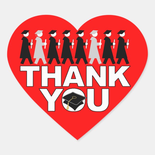Adesivo Coração Graduação Obrigado Cardíaco Autocolante Procession (Frente)
