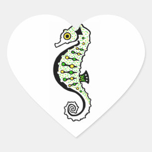 Adesivo Coração Gráfico - Adoro SEAHORSES - Marinha - Oceano