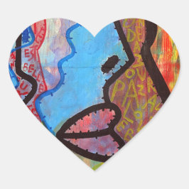 Adesivo Coração Grafite Abstrato colorido