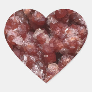 Adesivo Coração Granada Andradite e Cristal de Calcita Mineral