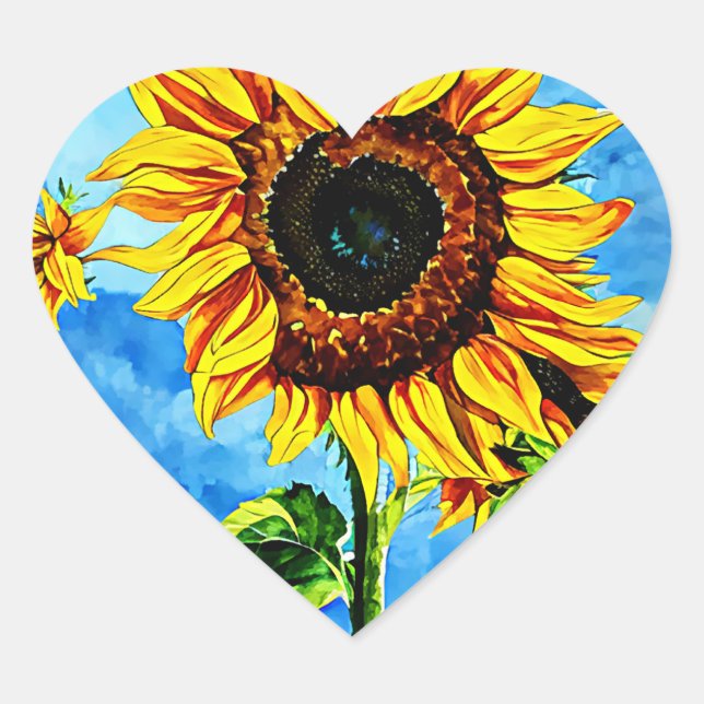 Adesivo Coração Grandes Sunflower Cobra Natureza Aquosa (Frente)