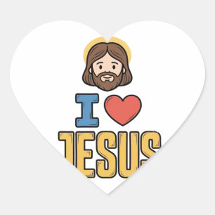 Adesivo Coração Grático Cristão Eu Amo Jesus Vintage