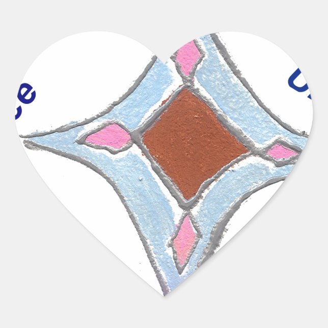 Adesivo Coração "Gratidão Paz Amor Unir" Mandala Art Impressão (Frente)