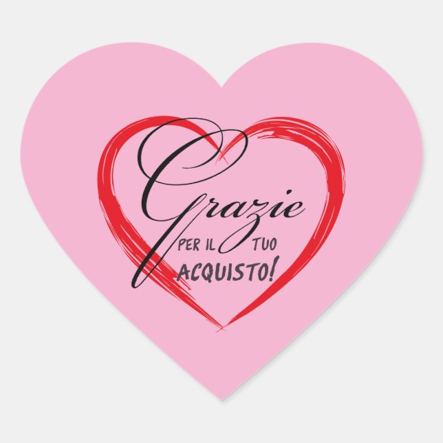 Adesivo Coração Grazie per il tuo acquisto!  (Frente)