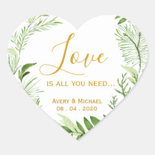 Adesivo Coração Green Laurel Wreath Love É Tudo Que Você Precisa D