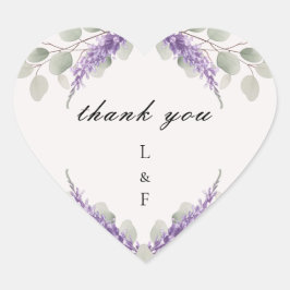Adesivo Coração Greeneryptus Violet Lavanda Obrigado