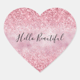 Adesivo Coração Grelha Glitter Girly Pink