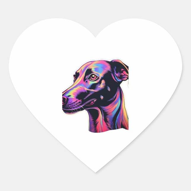 Adesivo Coração Greyhound Neon Design (Frente)