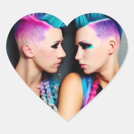 Adesivo Coração Grunge Gótico Lésbica Love | Arte AI Casal