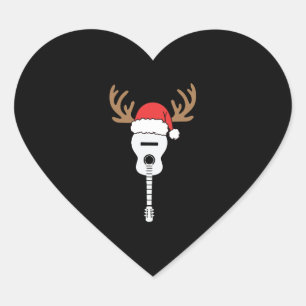 Adesivo Coração Guitar Christmas Santa Hat Reindeer