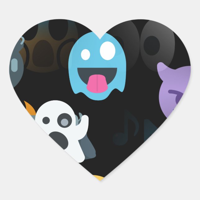 Adesivo Coração halloween emojis (Frente)