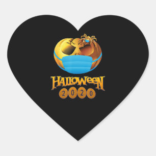 Adesivo Coração Halloween Engraçado Pumpkin E Aranha Com Máscara